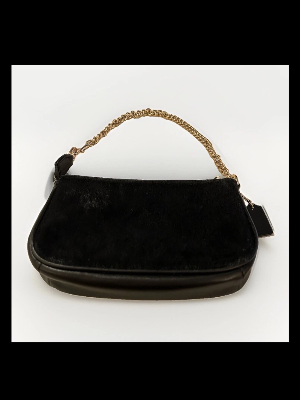 Coach Clutch Nolita 19, Black Haircalf, Black Leather Trim, Brass Chain Strap - Picture 3 of 9